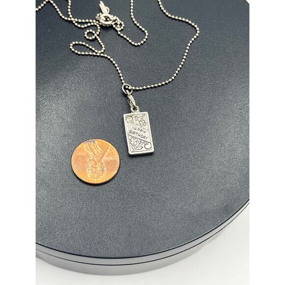 Sterling 925 Vintage Happy Birthday Double Rectangle Floral
Charm Cake Necklace - Picture 4 of 11